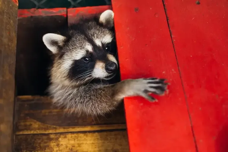 Raccoon trying to get into a property in Knoxville, Tennessee